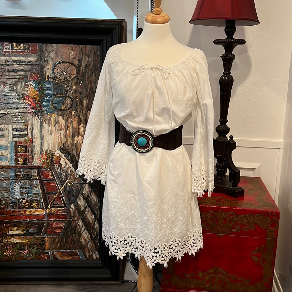 Union of Angels lightweight white cotton dress. (Belt not included)
